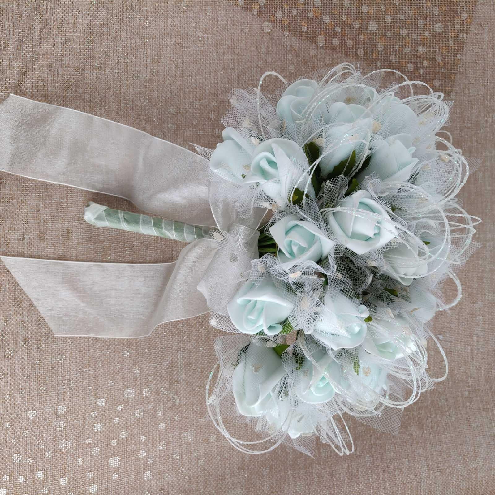 32 Rose Bud Bridal Bouquet with Glitter Loops