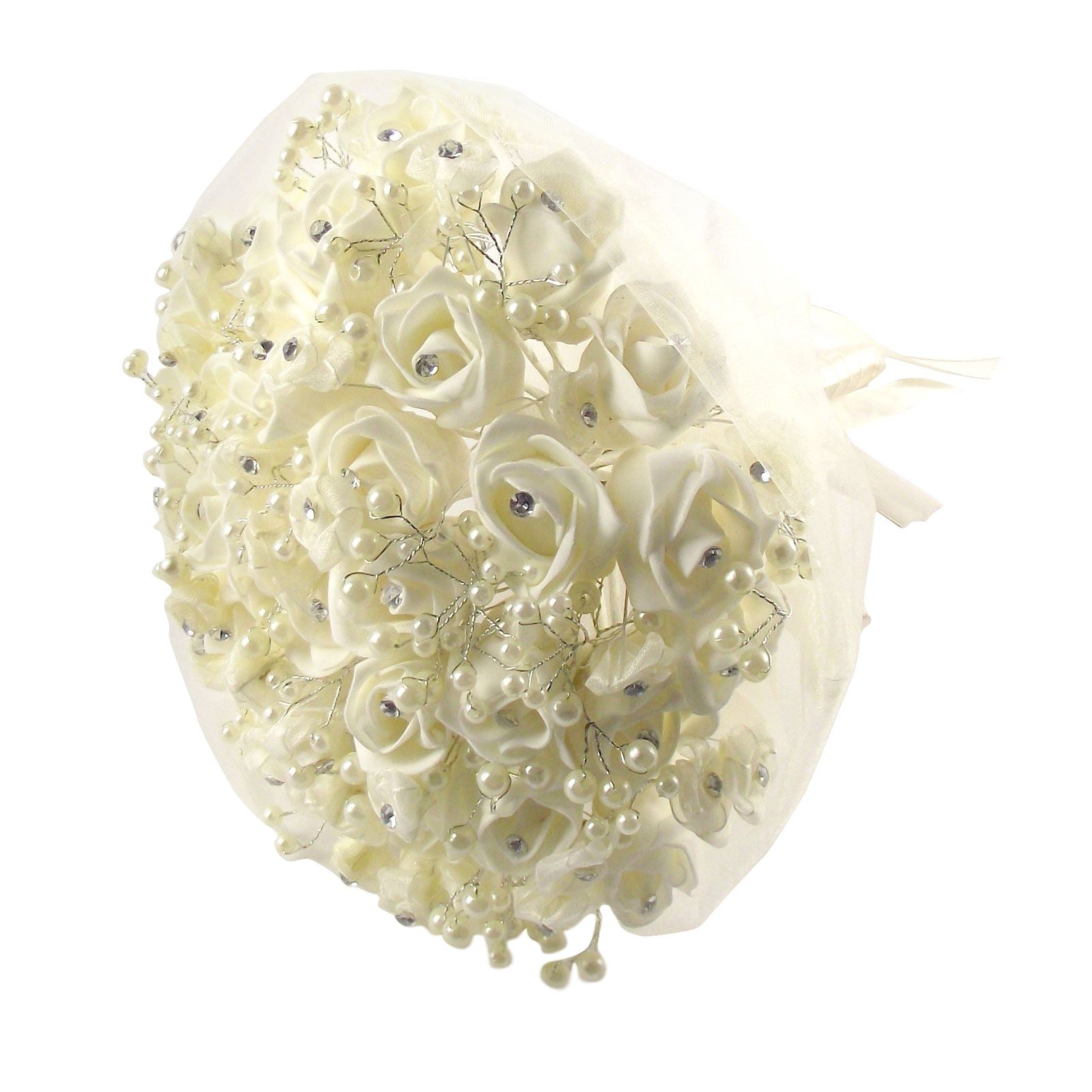 Rosebud, Diamante and Pearl Bridal Bouquet