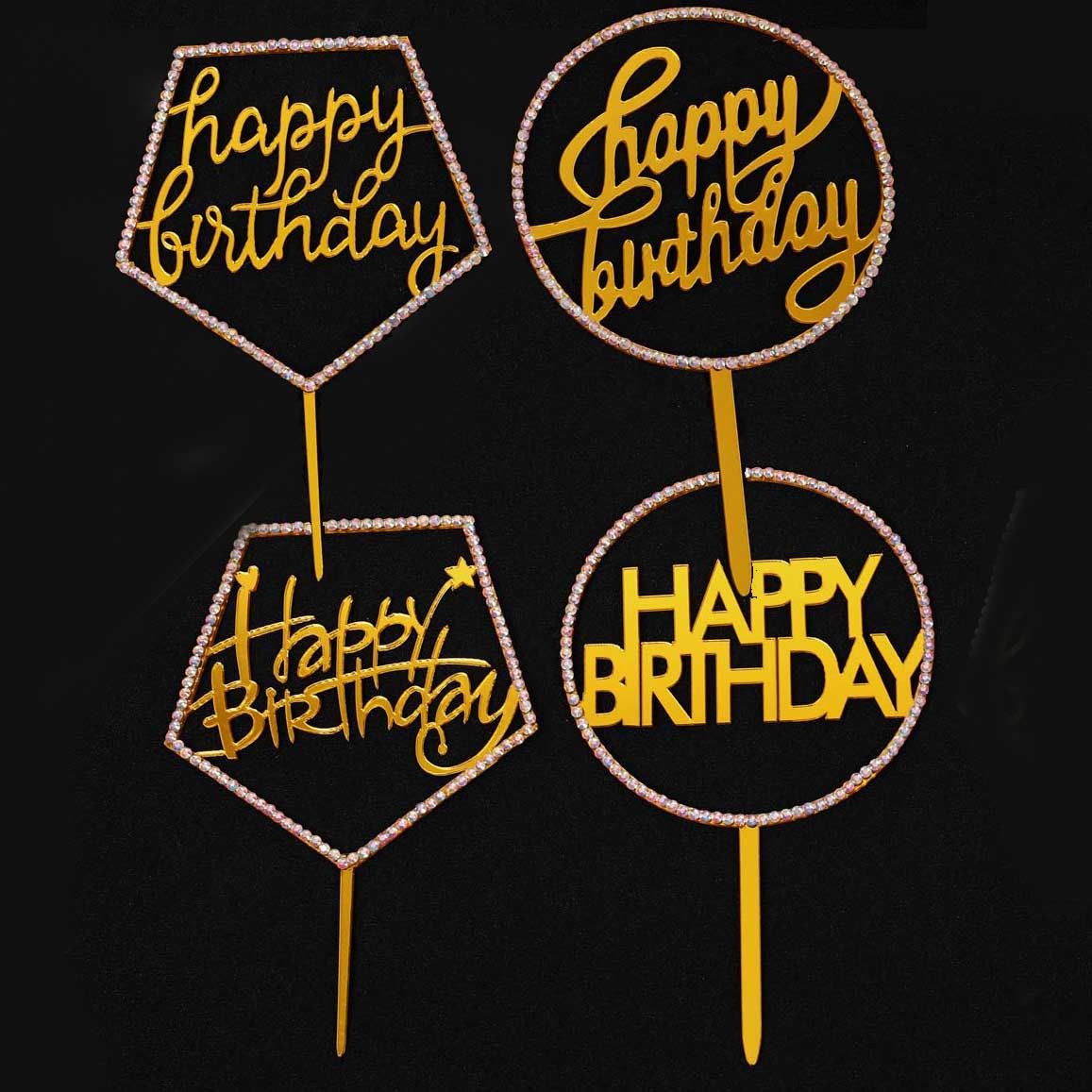 Happy Birthday Diamante Toppers