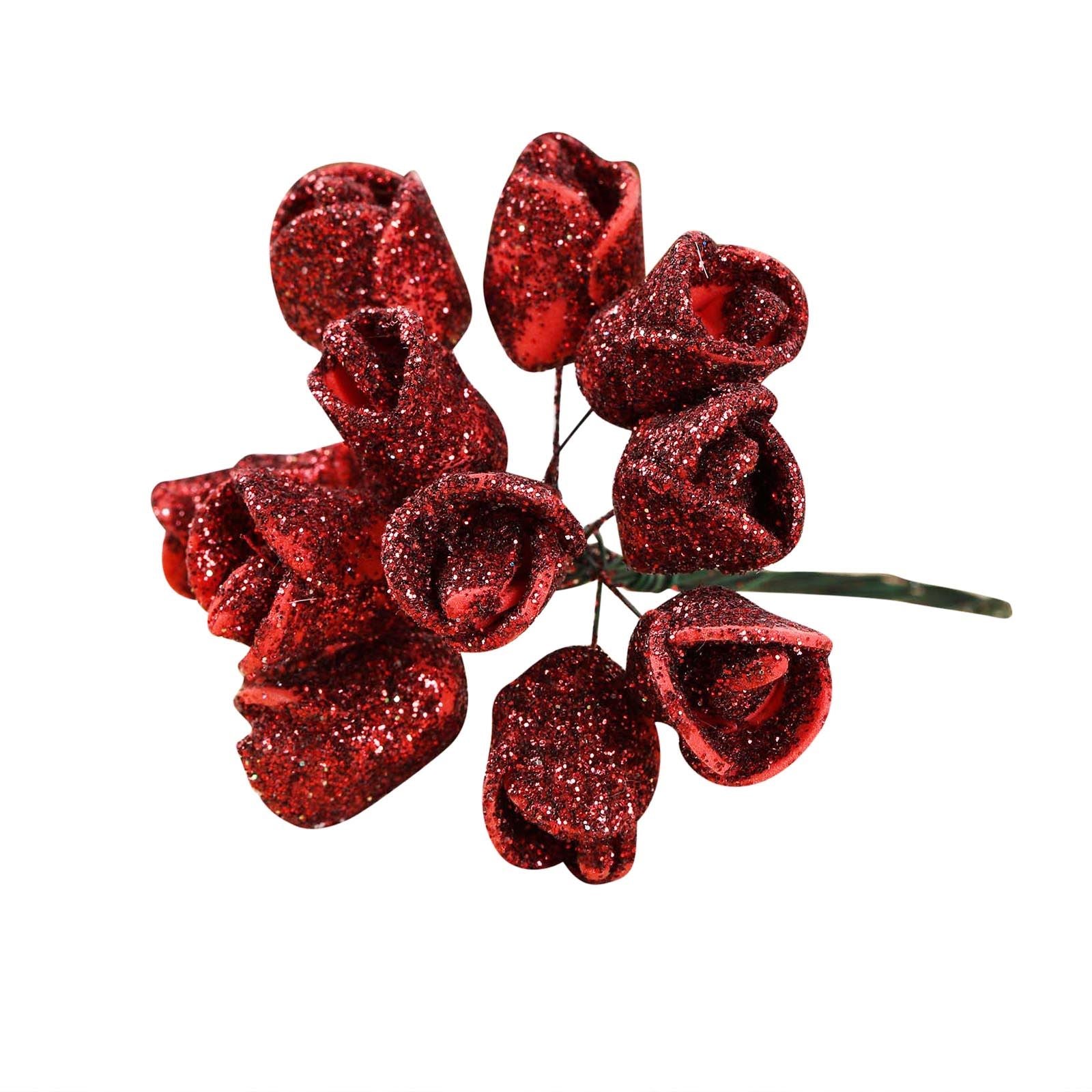 Bundle of 10 Mini Glitter Roses