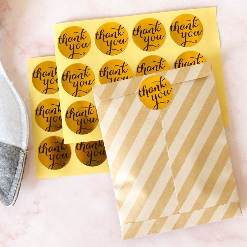 Sticker Sheets - Round and Heart Foil Thank You
