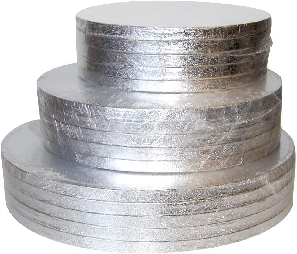 Cake Drums 12mm Thick - Board Dense Masonite All Size Foil Silver Heavy Duty