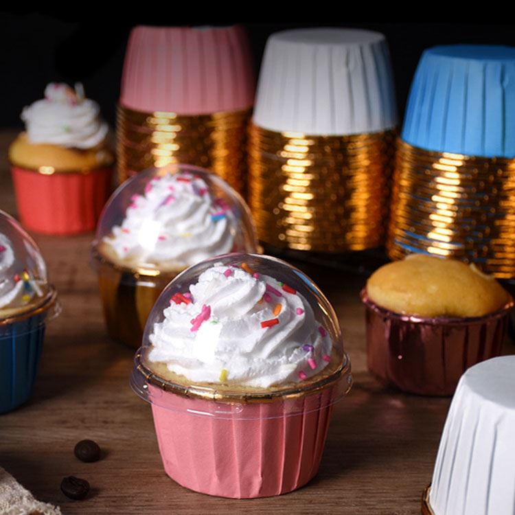 50x Hard Foil Cupcake Cases with Lids