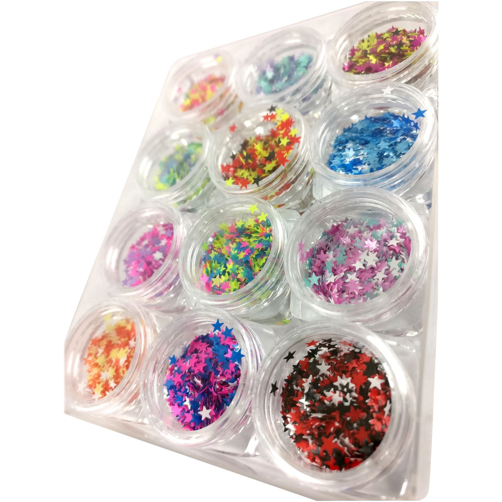 Set of 12 Cosmetic Star Glitters Pots