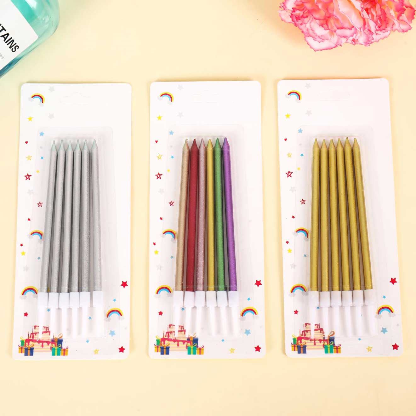 Tall Skinny Metallic Birthday Candles