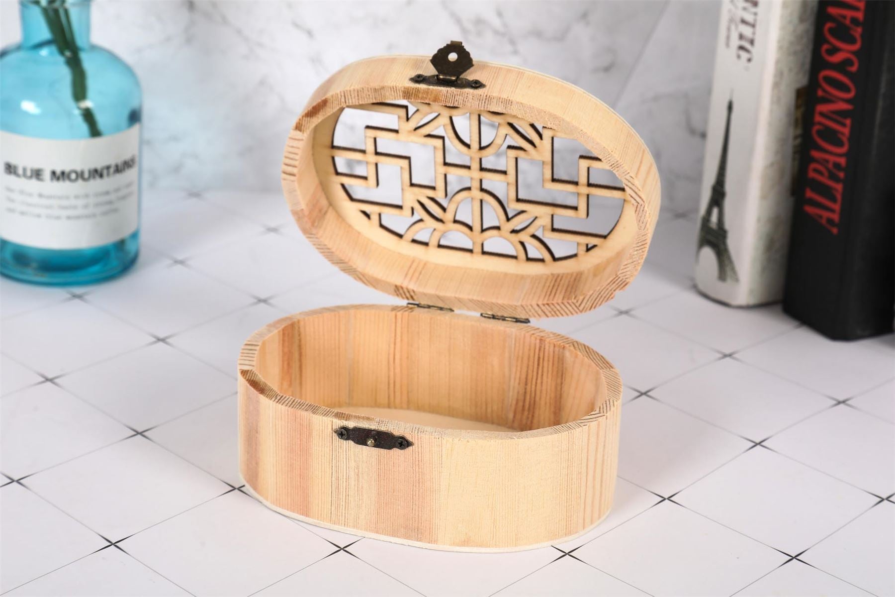Set of 3 Dark Wood Mini Treasure Chests