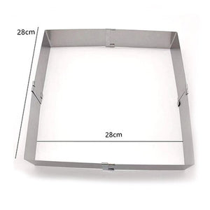 Stainless Steel Large Adjustable 6-12 Inch Cake Moulds Square - 30cm Tin Cutter Cheesecake Mousse