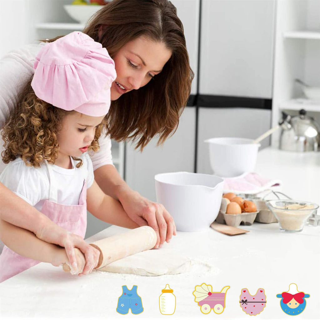Set of 7 Baby Themed Cookie Cutters - Stainless Steel Baby Shower Biscuit Mold