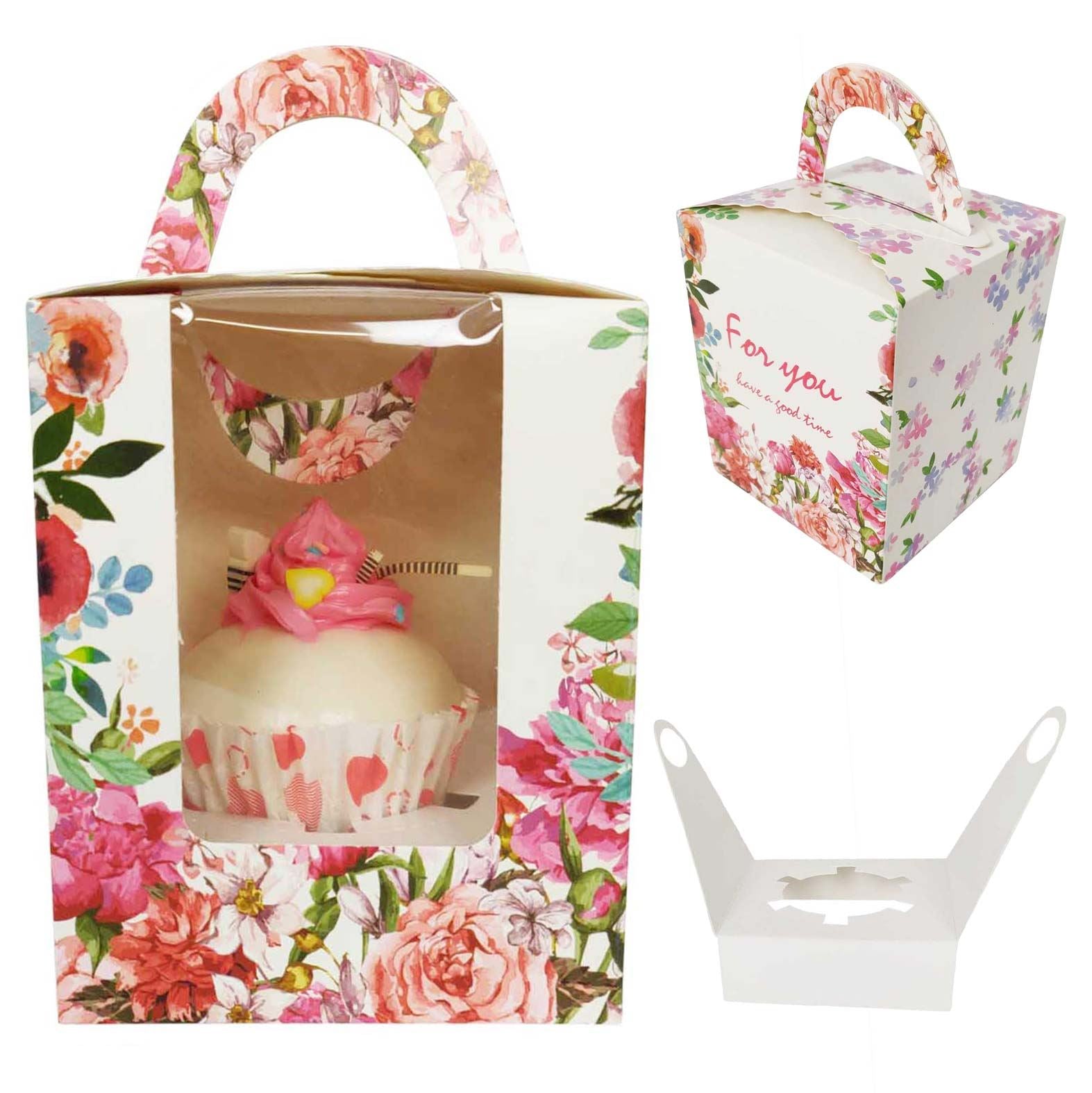 Vintage Printed Large Single Cupcake Boxes