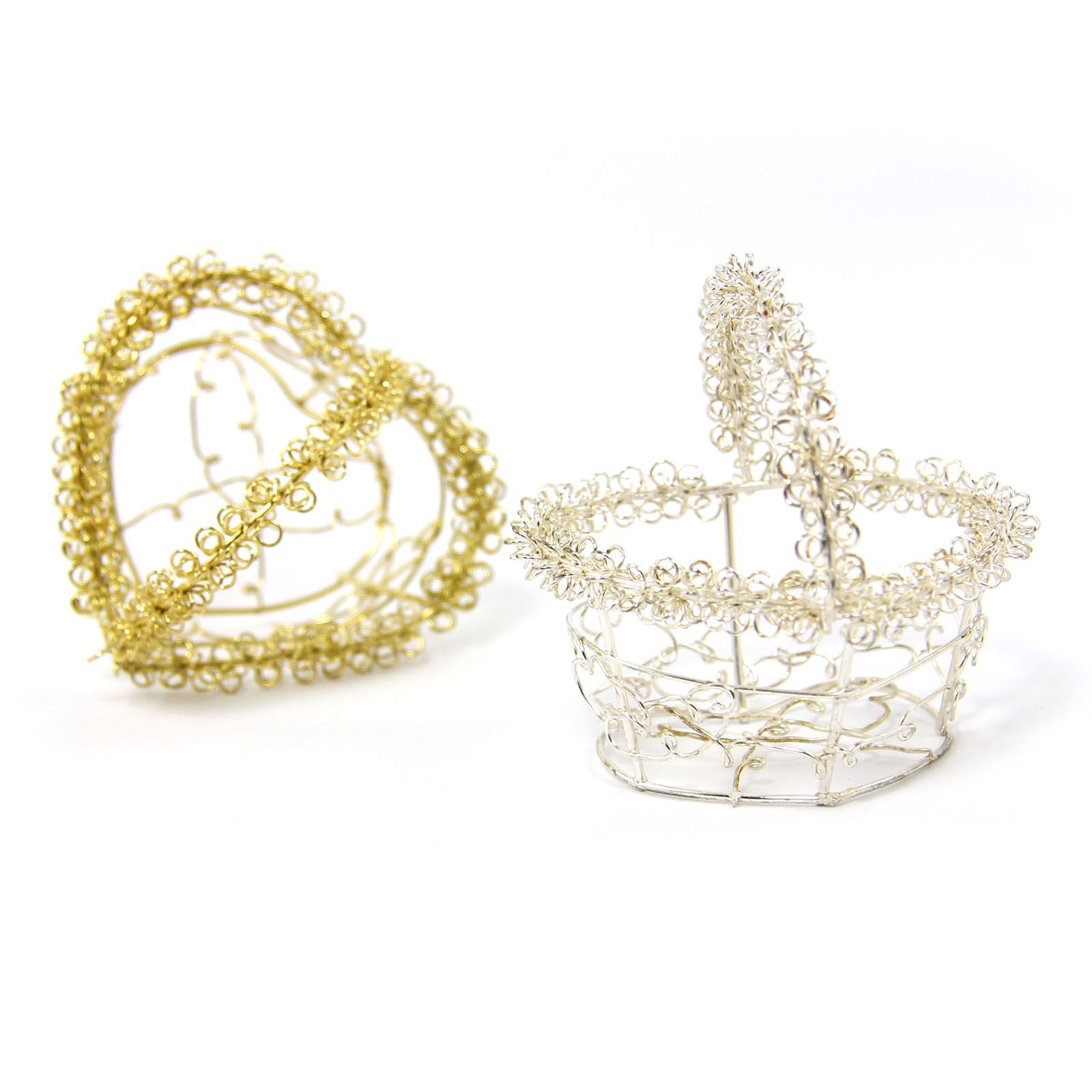 Mini Favour Wire Baskets in Gold or Silver