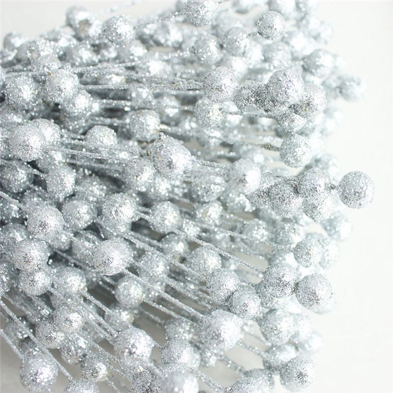 Gold Silver Glittered Berry Flower Bunches
