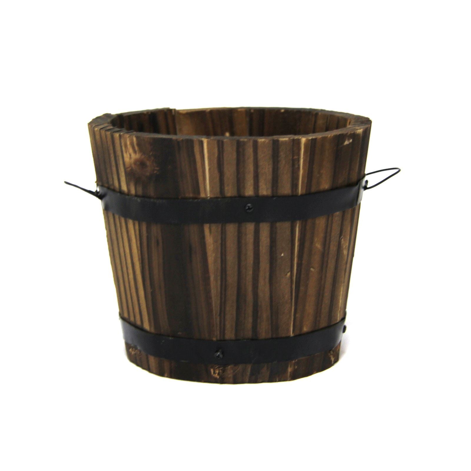Single Mini Burnt Wood Bucket Planter!  Miniature Garden Real Wood Favour Pot