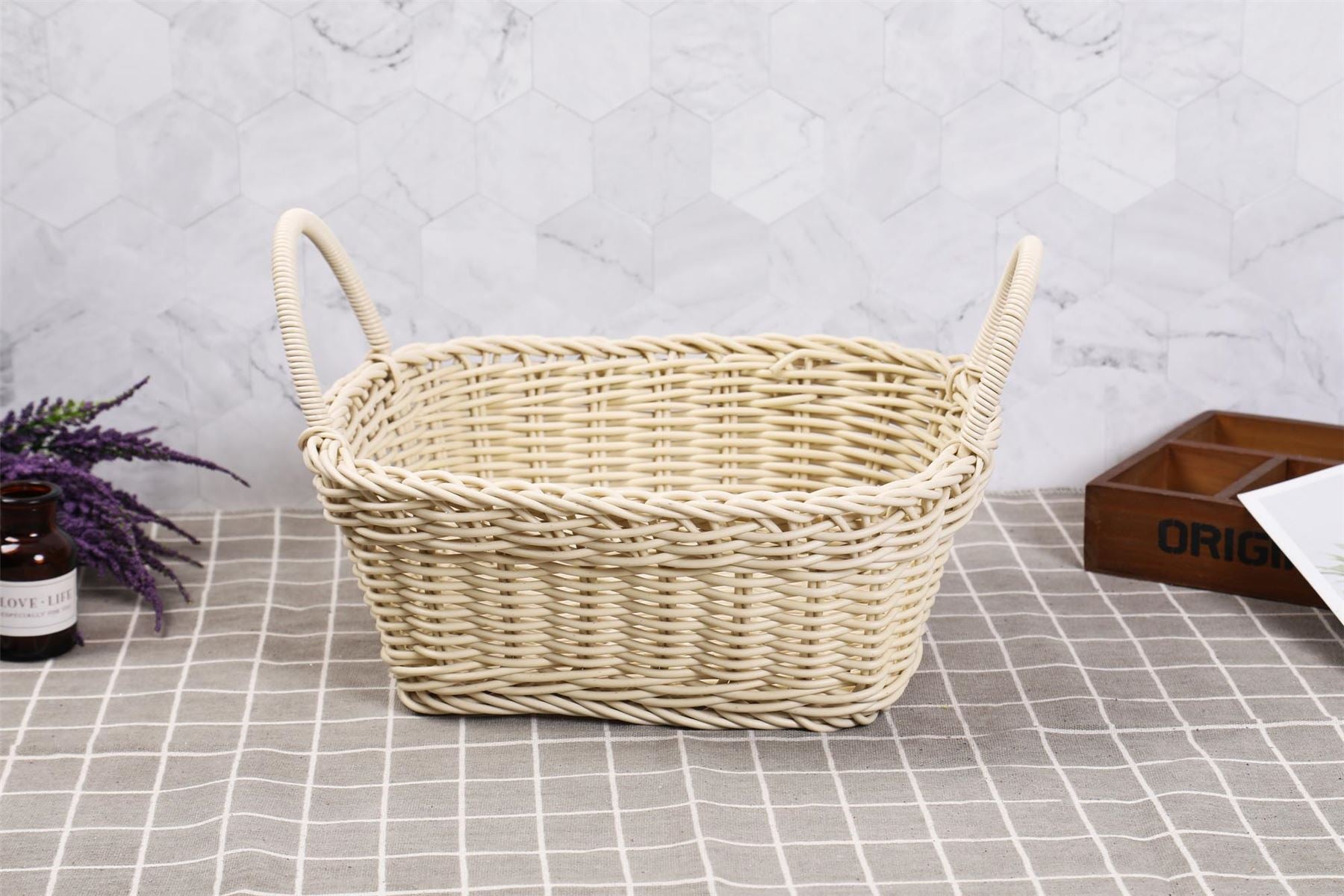 Large Two Handle Synthetic Wicker Basket