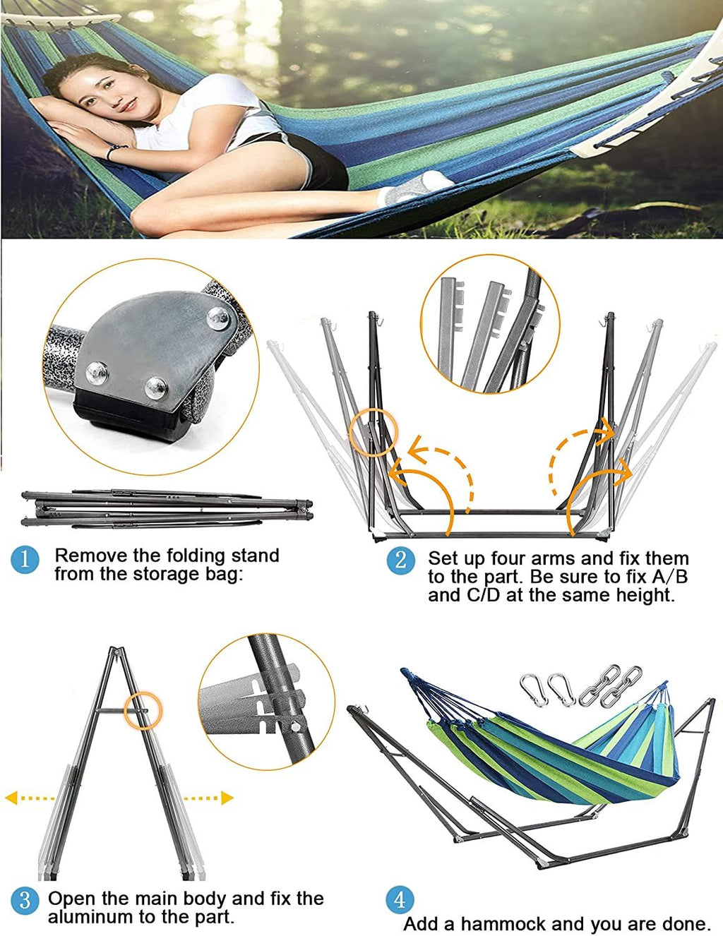 Premium Folding Hammock and Frame