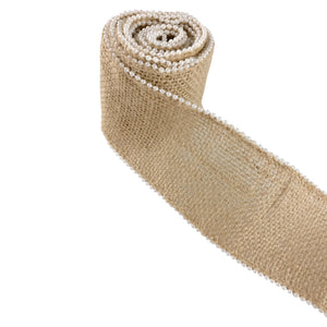 Lace and Pearl Rustic Hessian Ribbon