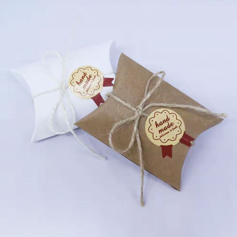 Classic Rustic White and Kraft Pillow Boxes - Wedding Favour