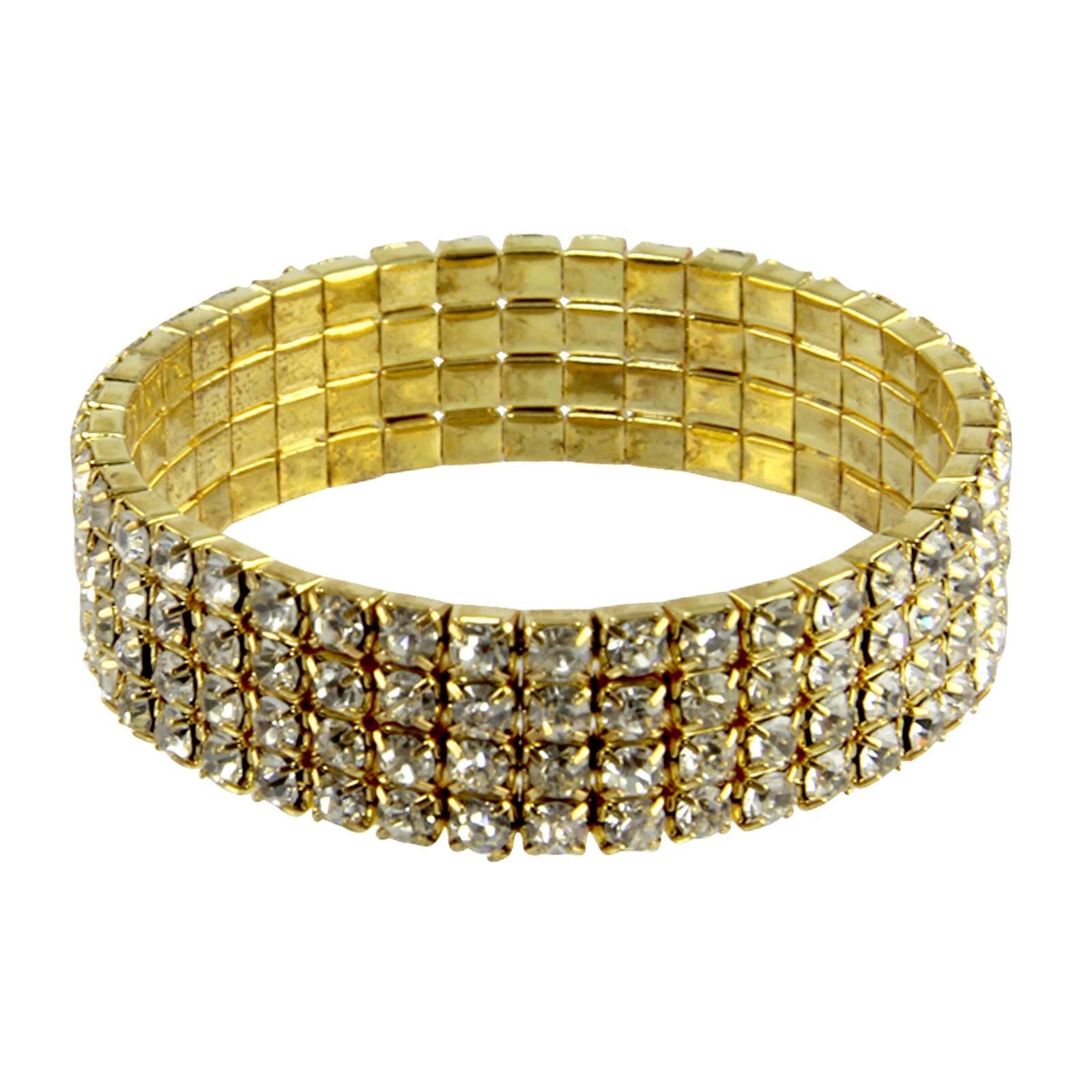 4 Row Stretch Diamante Bracelets
