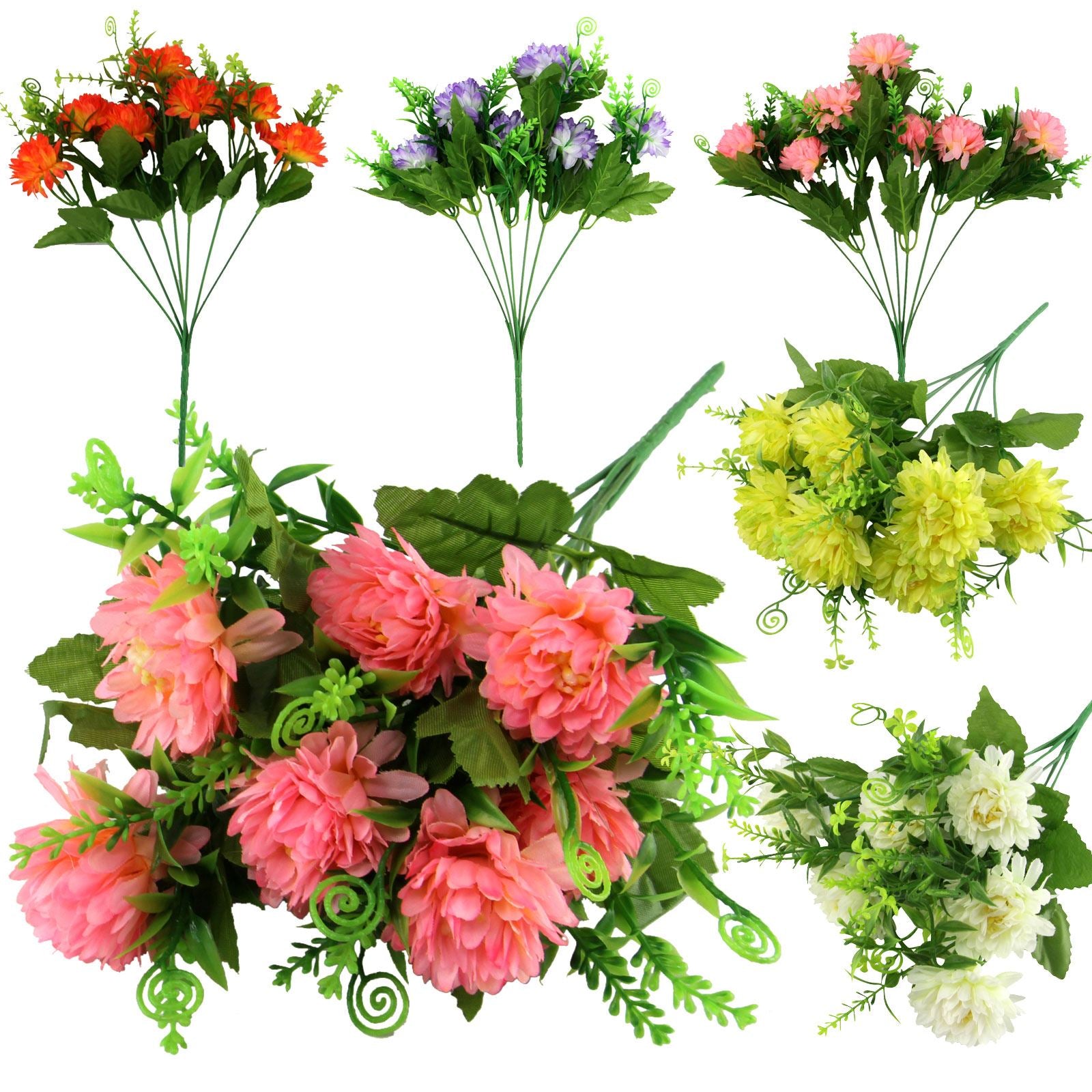 7 Head Small Spiky Mum Flower Bunch