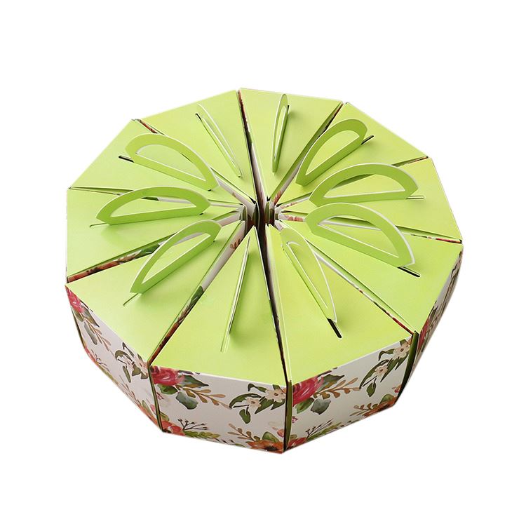 10x Large Floral Printed Triangular Cake Slice Boxes