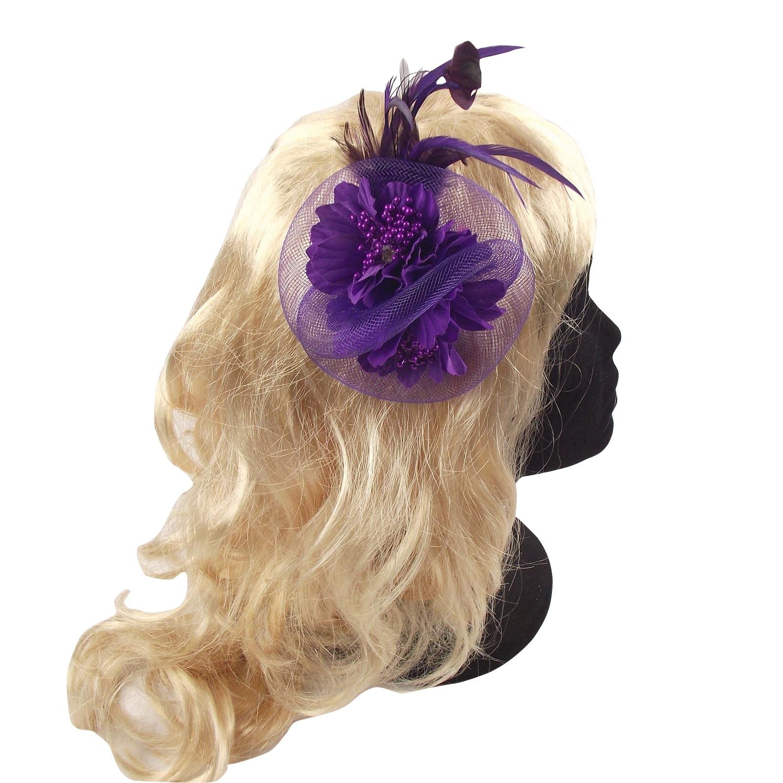 Netted Double Flower with Diamante Head Piece