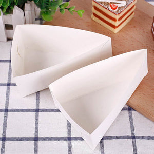 White Triangular Cake Slice Serving Boxes