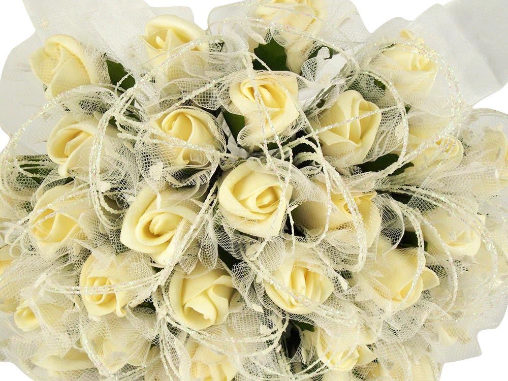 32 Rose Bud Bridal Bouquet with Glitter Loops