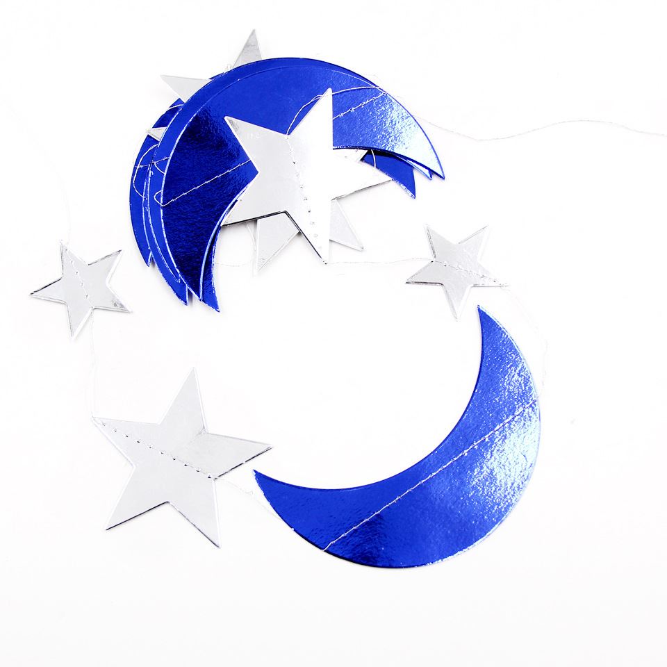 2 Metre Moon and Star Paper Hanging Chain
