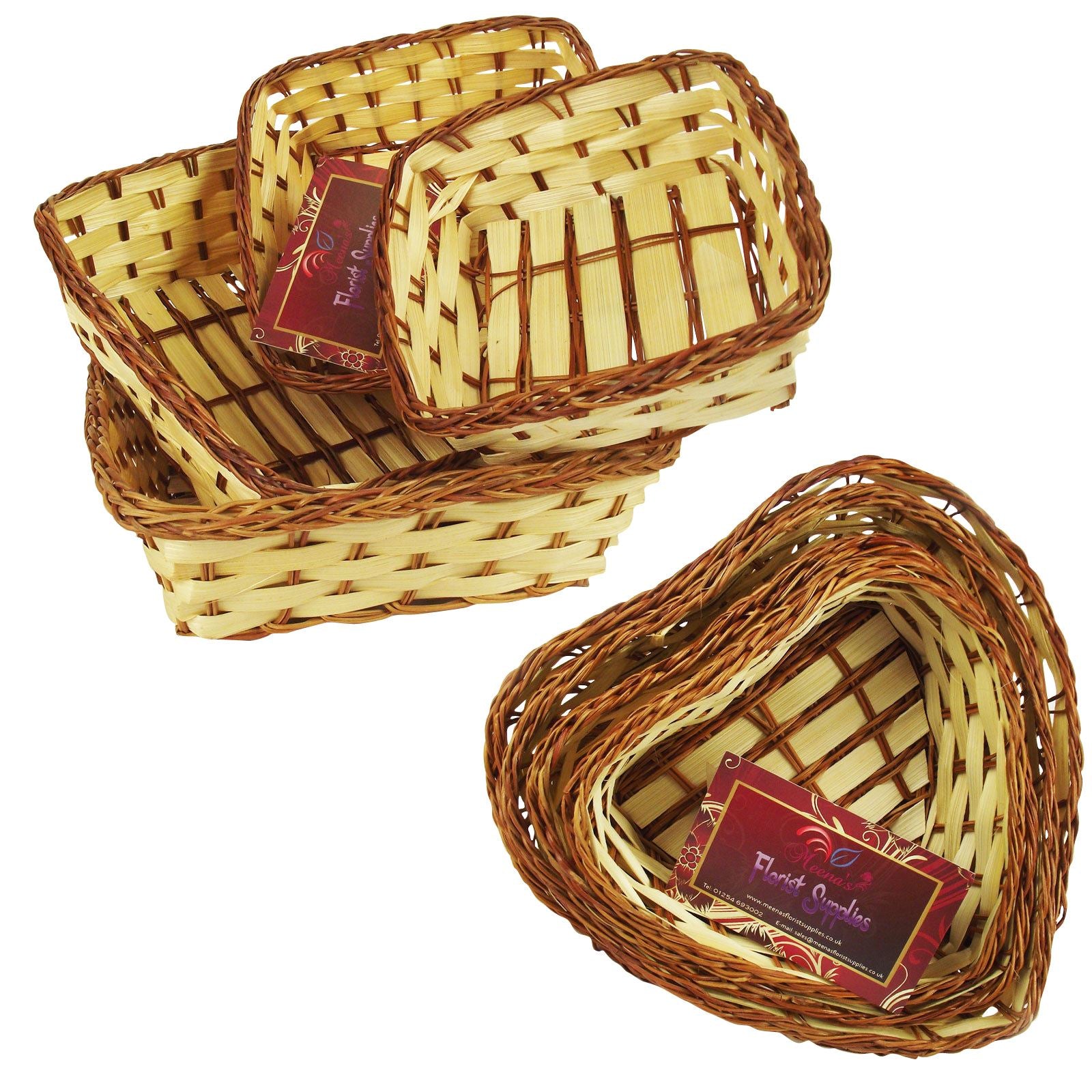 Set of Four Small Wicker Tray Baskets