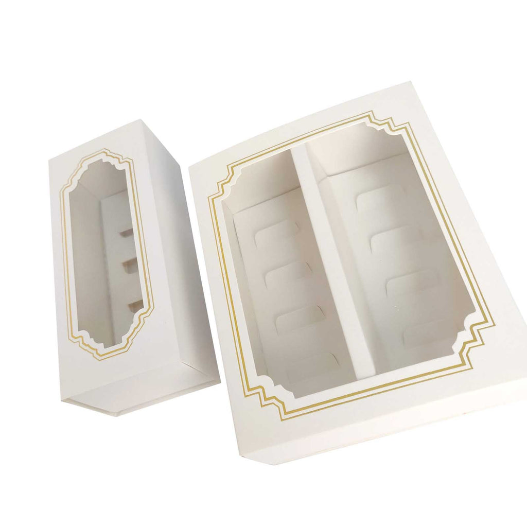 Premium White Windowed Macaron Boxes