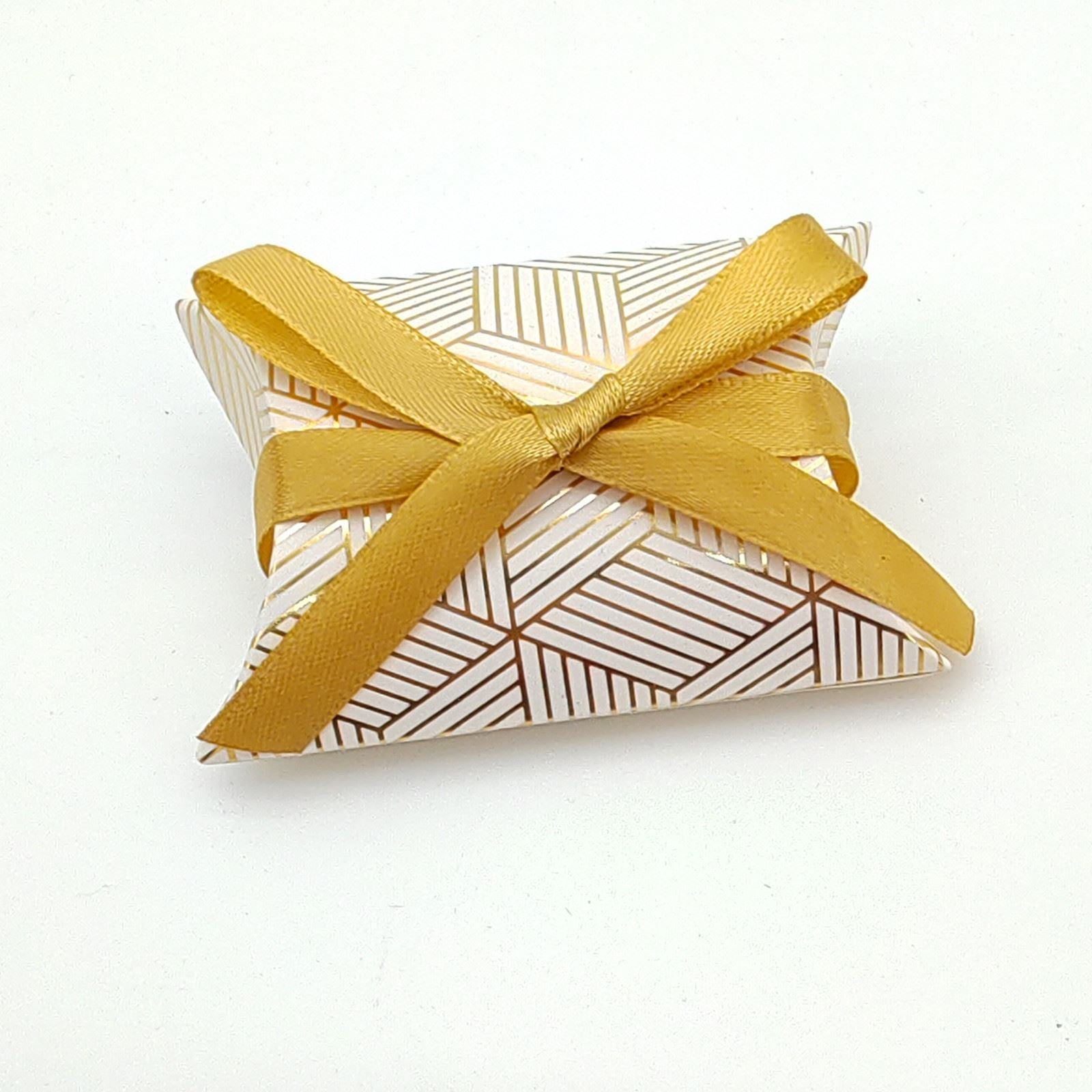 Luxury Gold and Silver Metallic Geometric Print Pillow Boxes - Wedding Favour