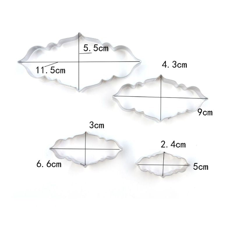 Set of 4 Plaque Frame Stainless Steel Cookie Cutters