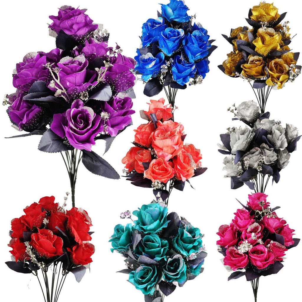 Large 12 Head Bling Glitter Vivid Bouquet