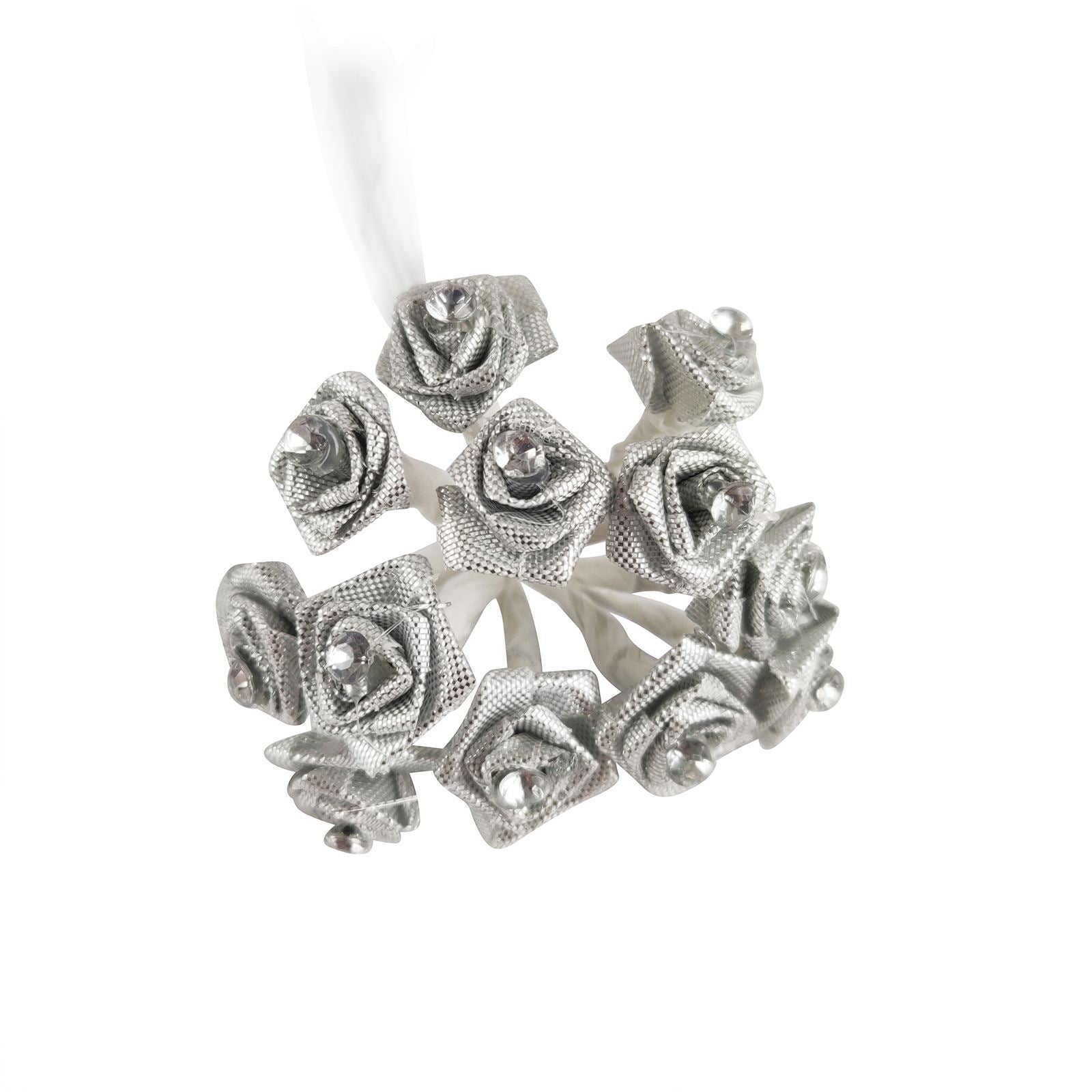 Bundle of 12 Mini Satin Diamante Roses