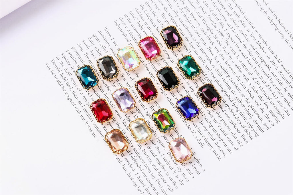 Coloured Large Rectangular Rhinestones in Setting