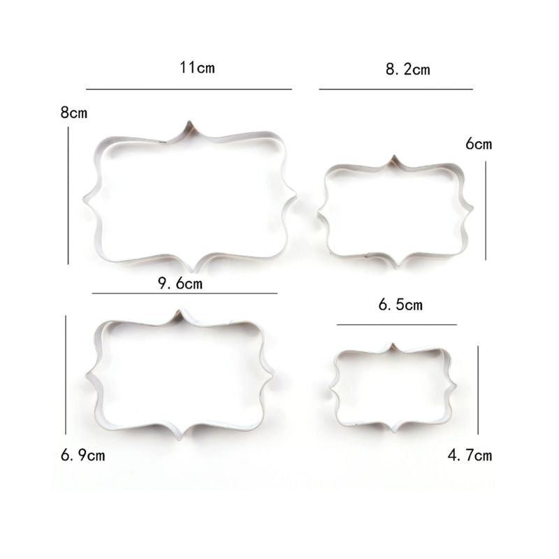 Set of 4 Plaque Frame Stainless Steel Cookie Cutters
