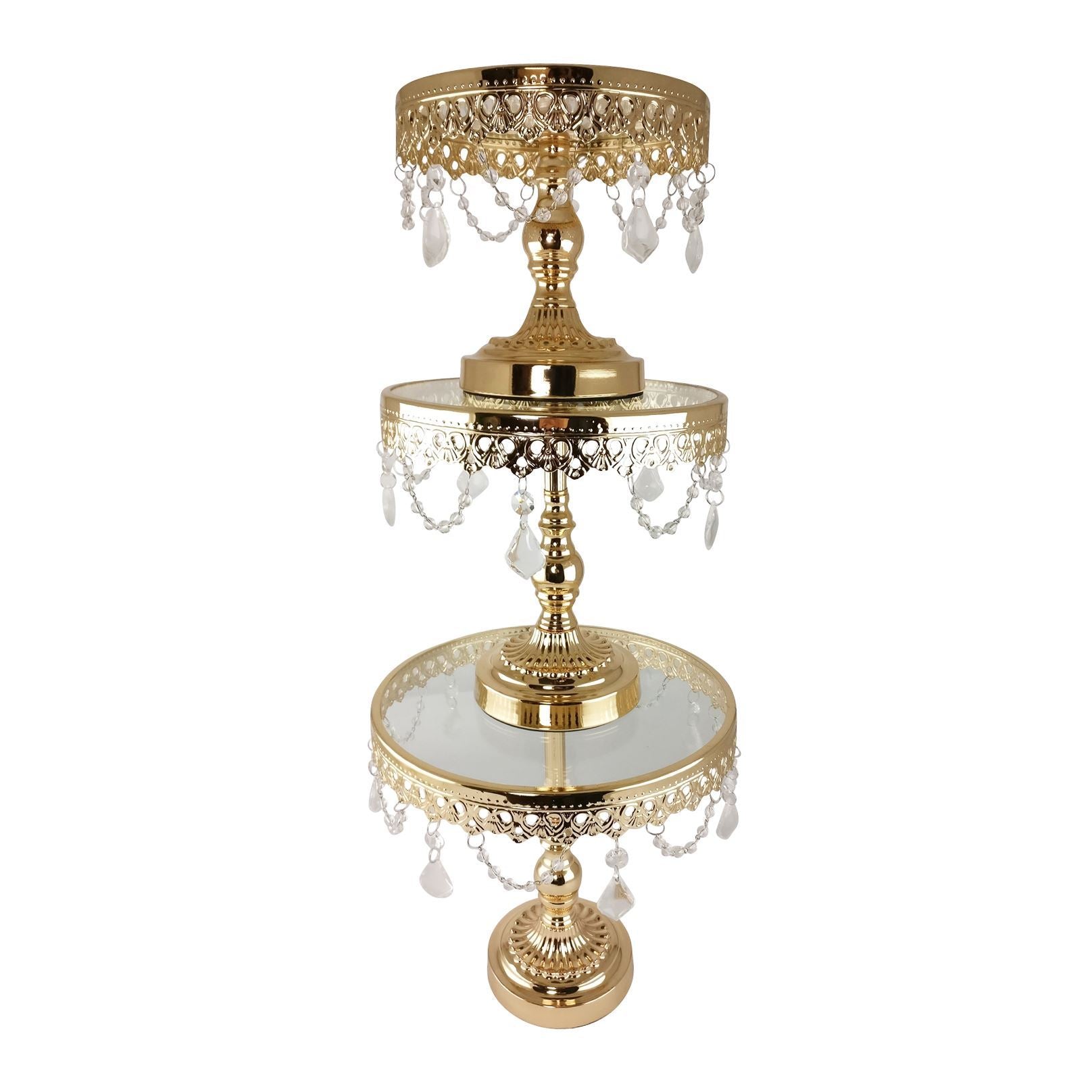Set of 3 Metallic Crystal Cake Stands