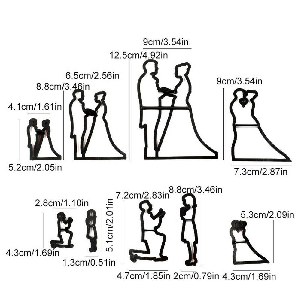 Set of 9 Couples Silhouette Wedding Fondant Cutters