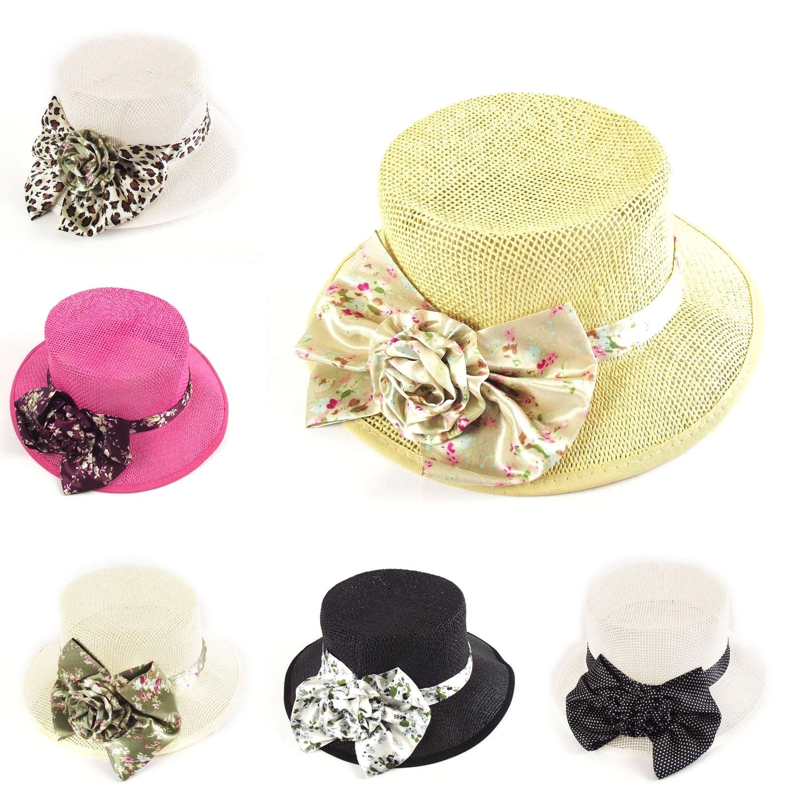 Ladies Straw Summer Hat with Bow
