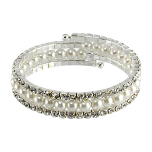 Wrap-Around Diamante and Pearl Corsage Bracelets