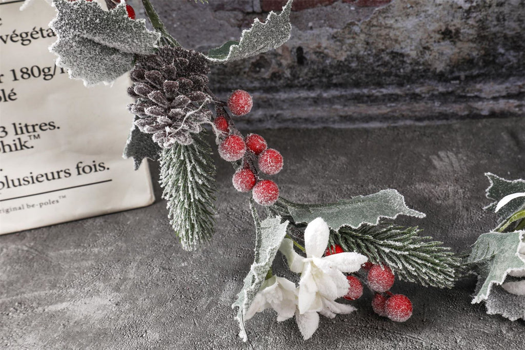 Premium Frosted Xmas Flower Wreath and Garland