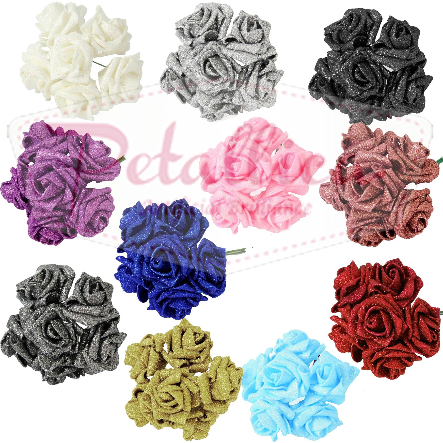 Full Glittered Foam Roses
