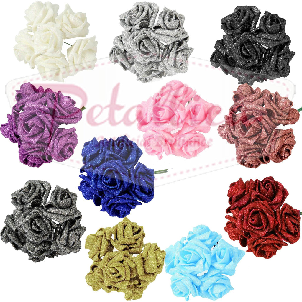 Full Glittered Foam Roses