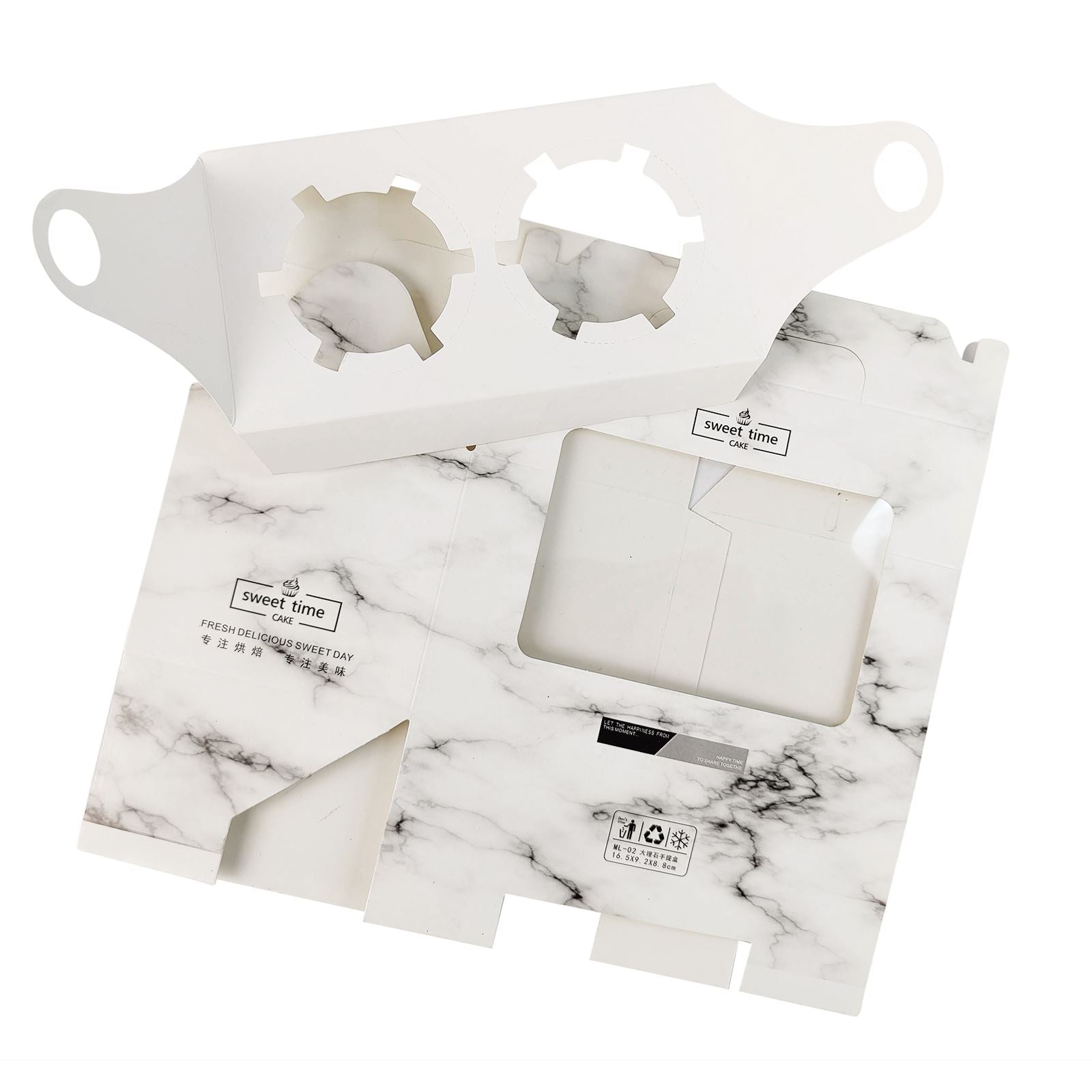 2 Hole Marble Cupcake Boxes