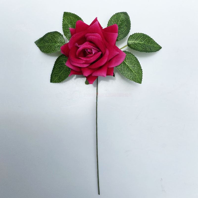 Premium Velvet Single Roses with Wire Stem