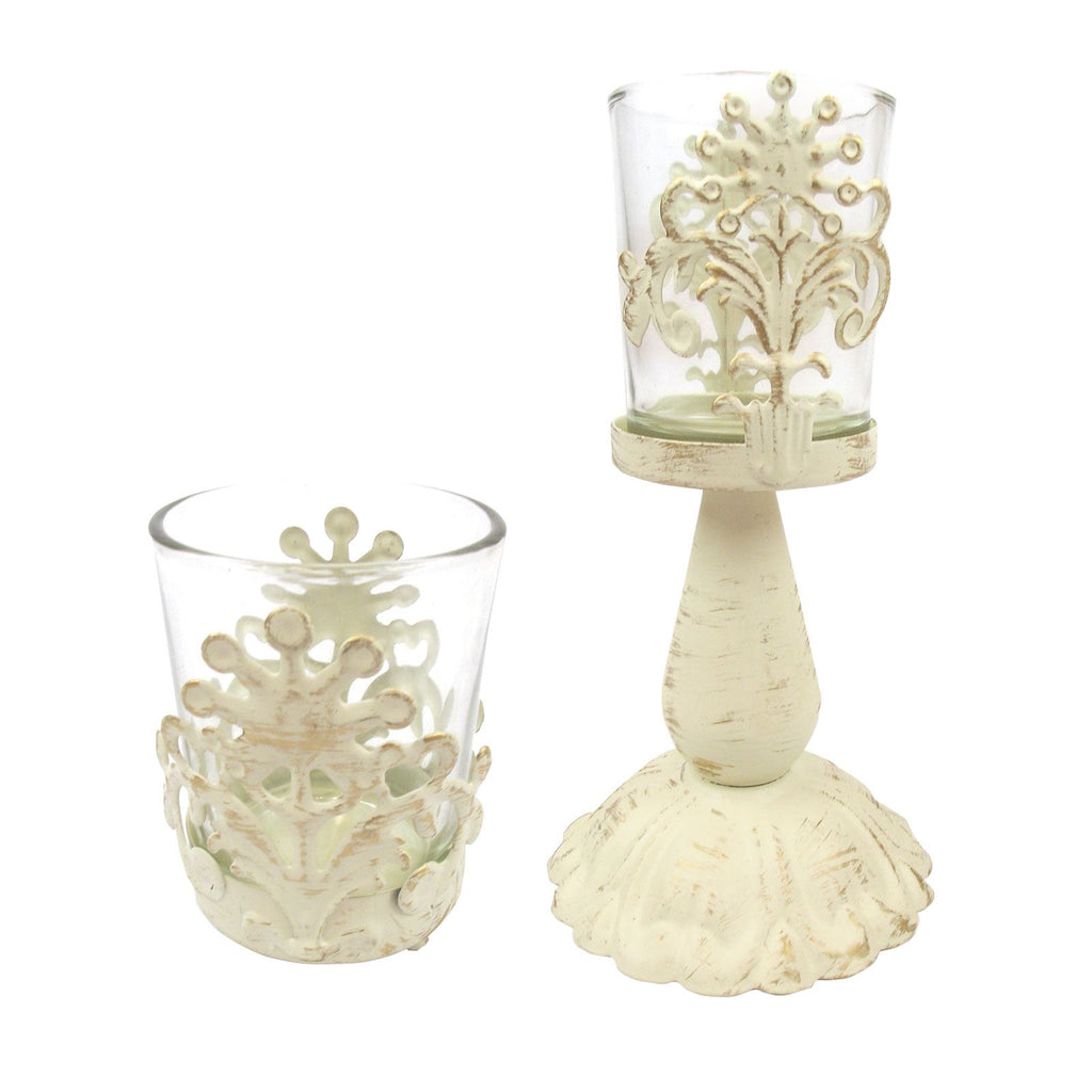 Shabby Chic Ivory Tealight Holders