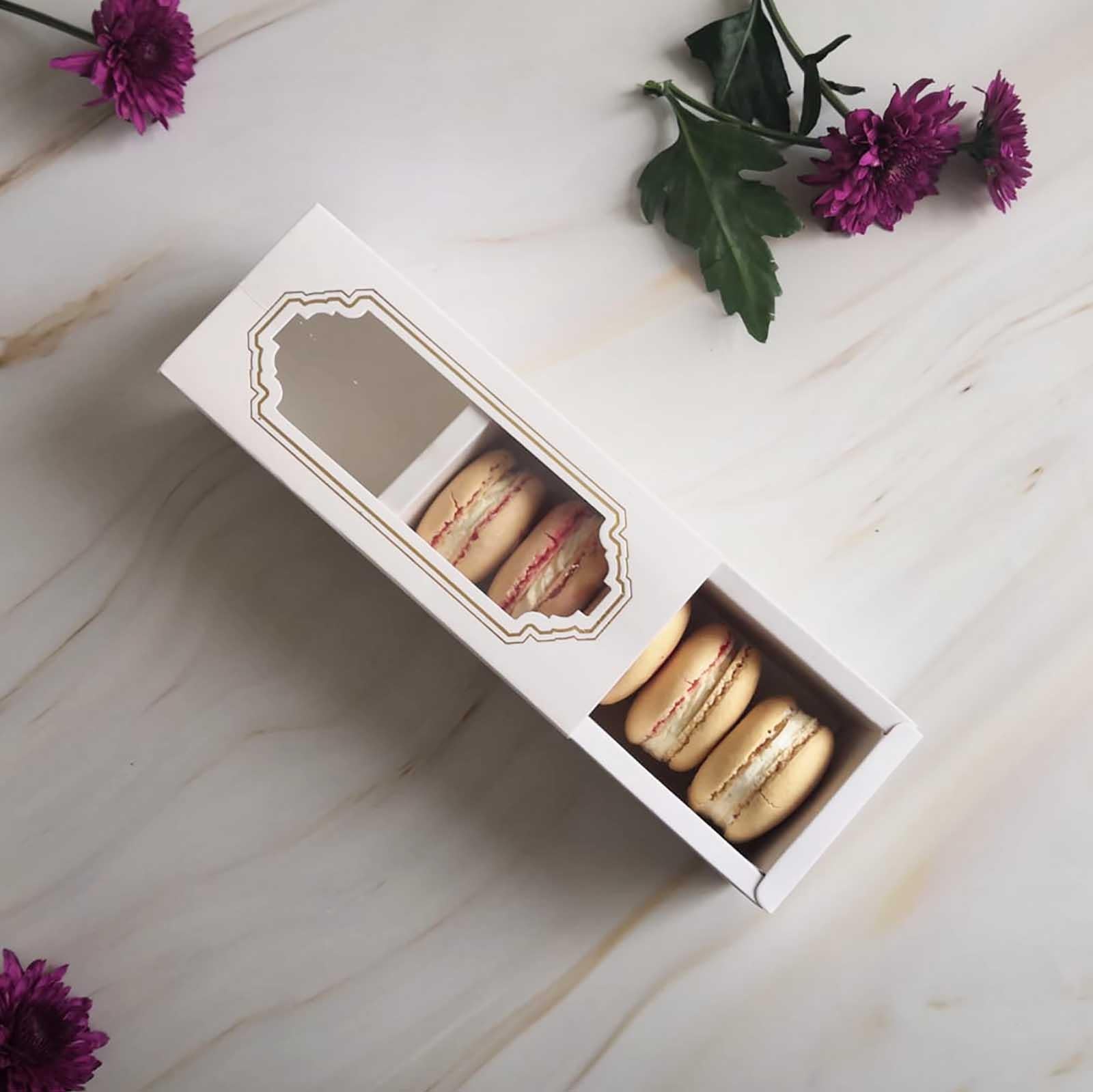 Premium White Windowed Macaron Boxes