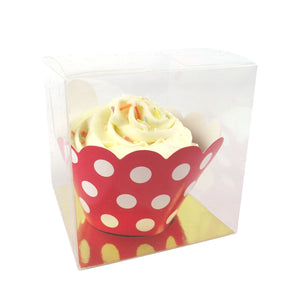 8cm Clear Cube Cupcake Box with Flat Insert