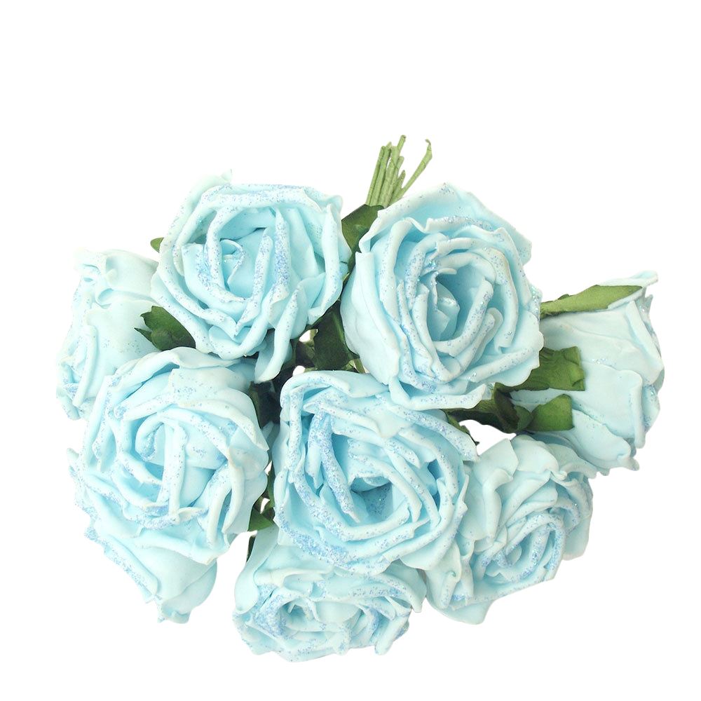 Bunch of 10 Glitter Foam Roses