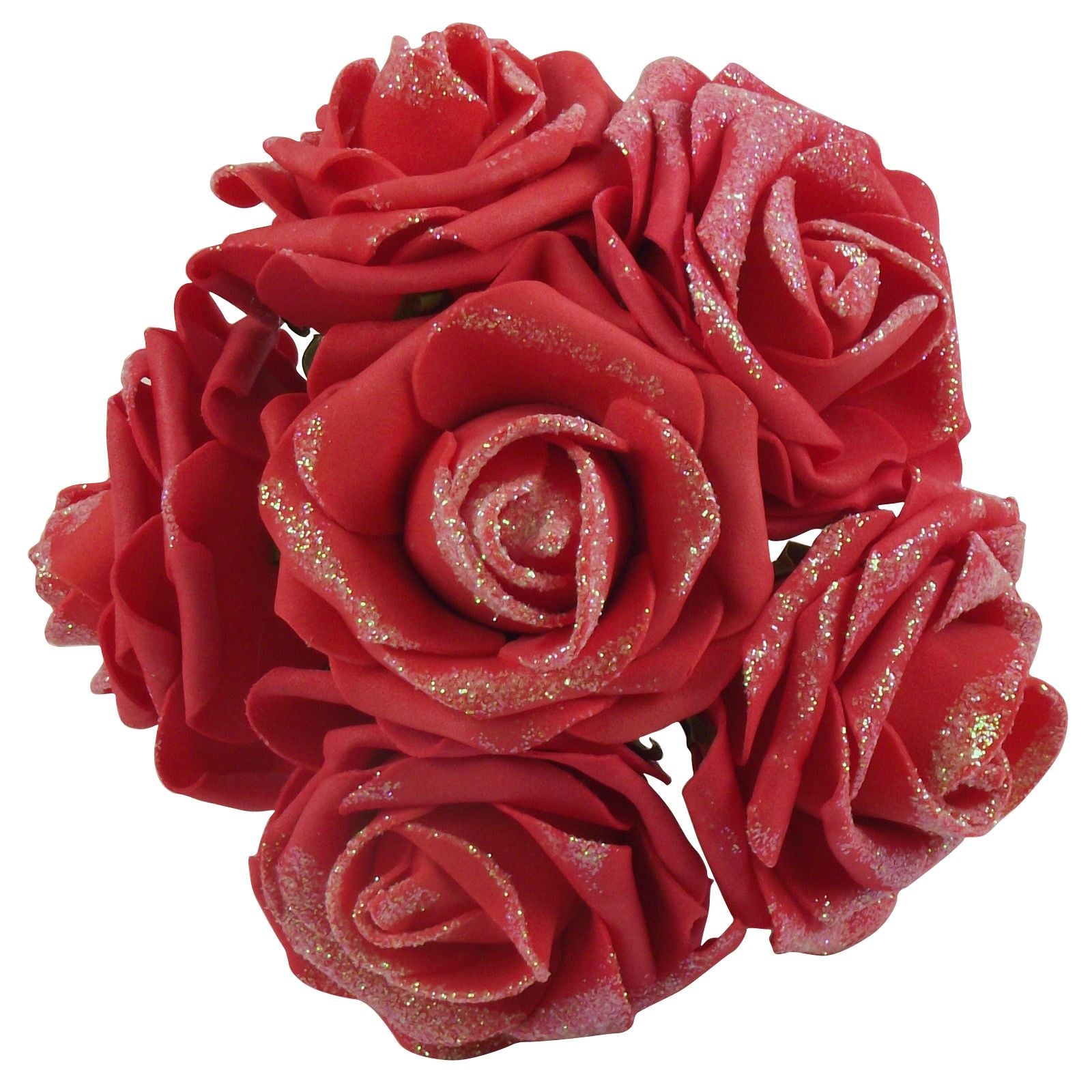 Glittered Foam Roses Bunch of 6