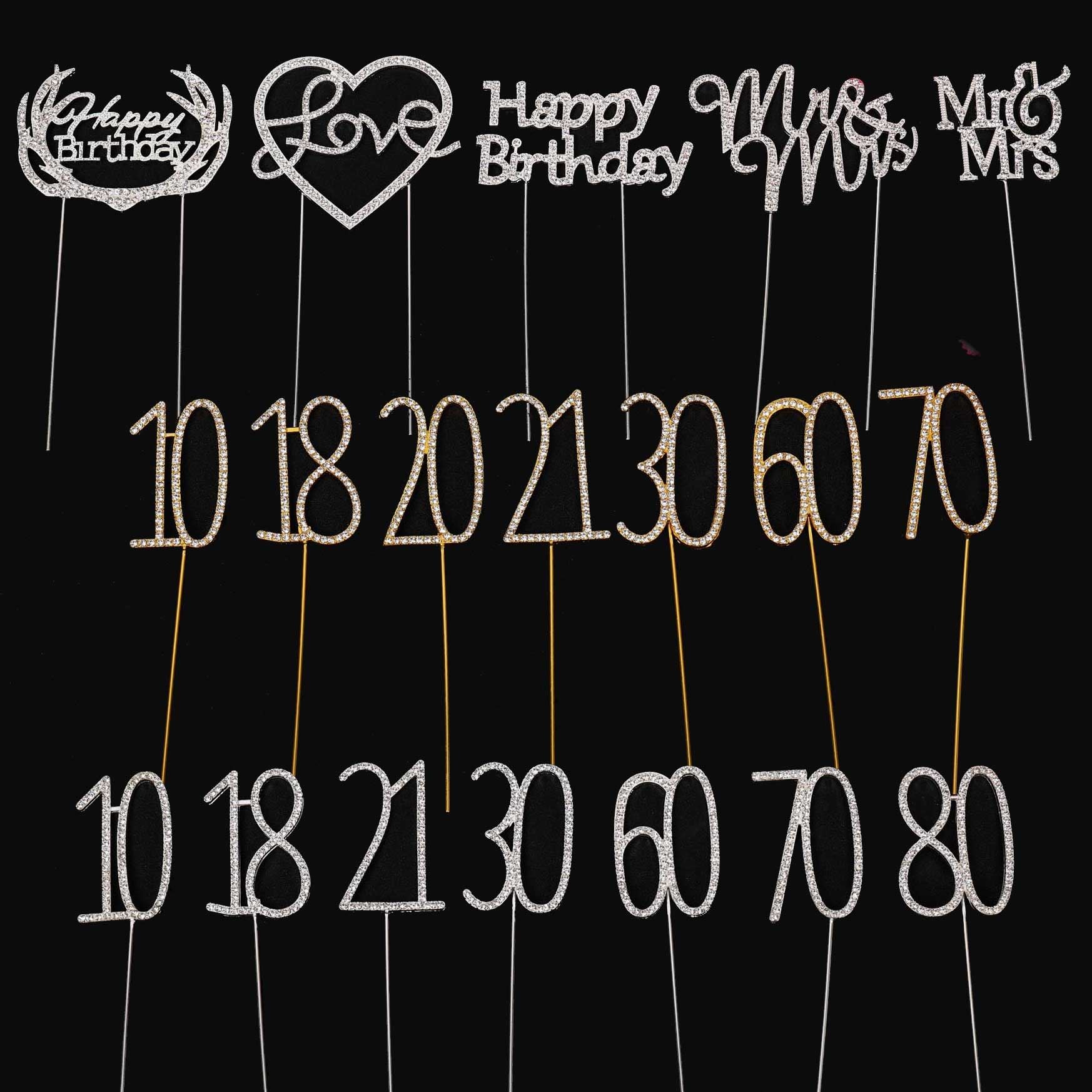 Premium Metal Diamante Number Cake Toppers